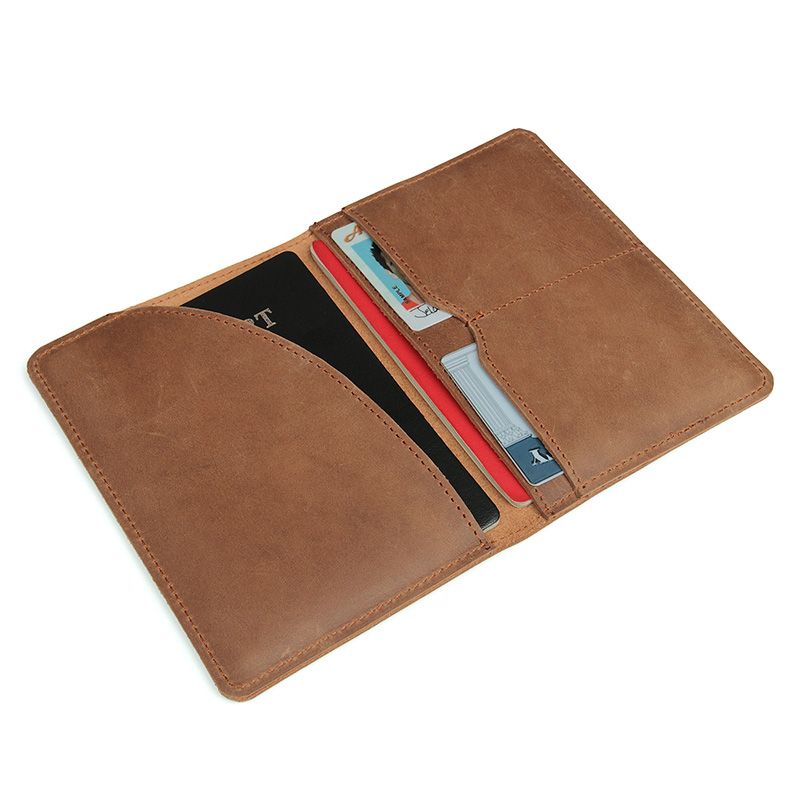 8435B Brown Real Cowhide Men Passport Card Holder _Wallets and Clutch
